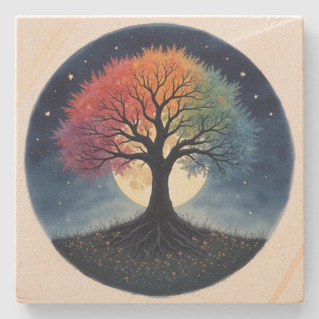 Lebensbaum Steinuntersetzer (Vorderseite)