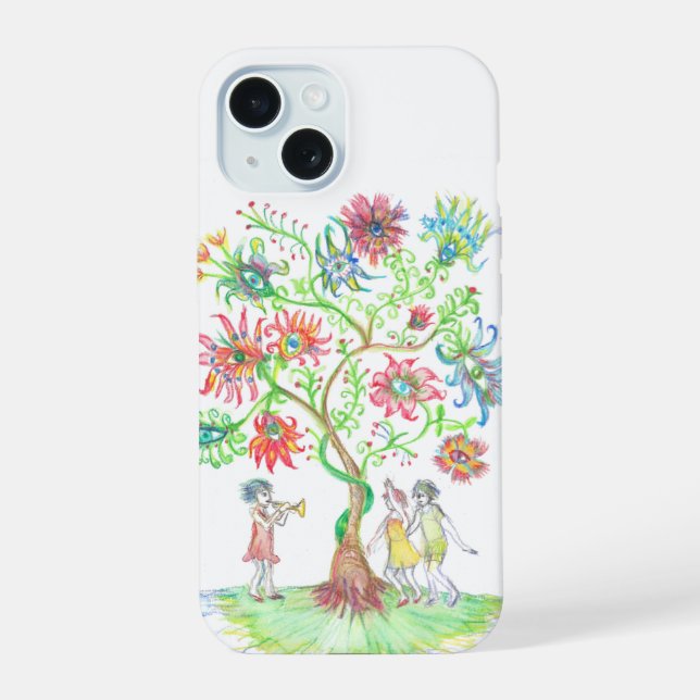 Lebensbaum und Tänzer iPhone 15 Hülle (Rückseite)