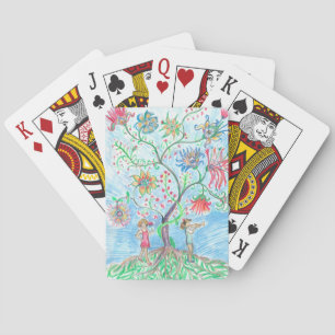 Lebensbaum und zwei Figuren Spielkarten