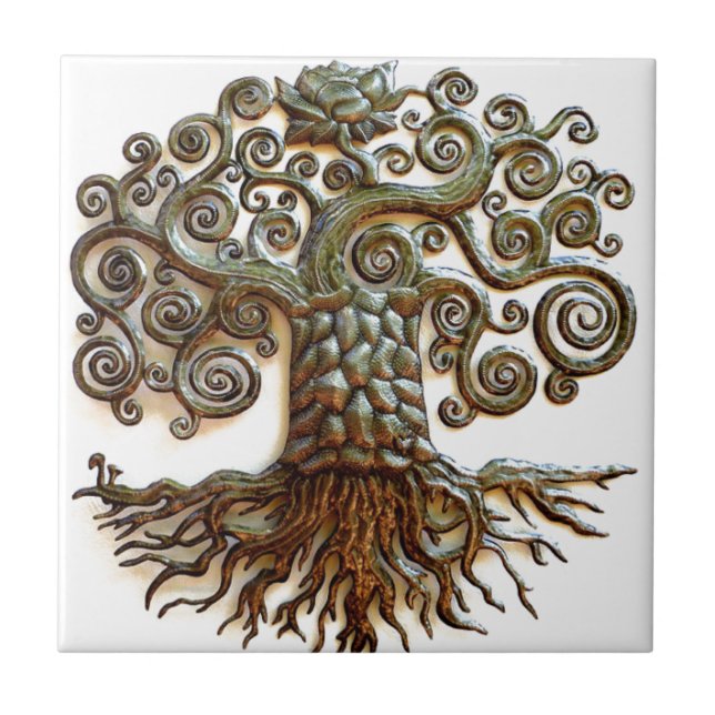LEBENSBAUM VINTAGE-KUNST FLIESE (Vorderseite)