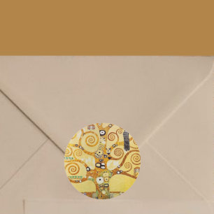 Lebensbaum von Klimt Runder Aufkleber