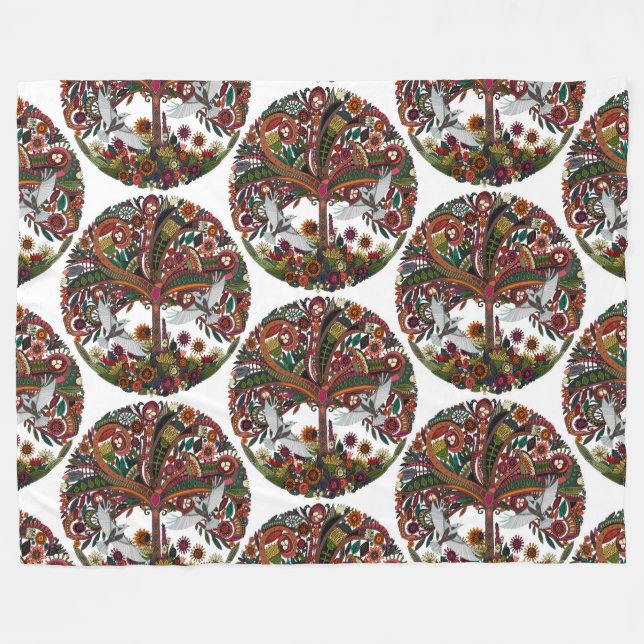 Lebensbaum weiß fleecedecke (Vorderseite (Horizontal))