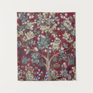 Lebensbaum William Morris Rot Wandteppich