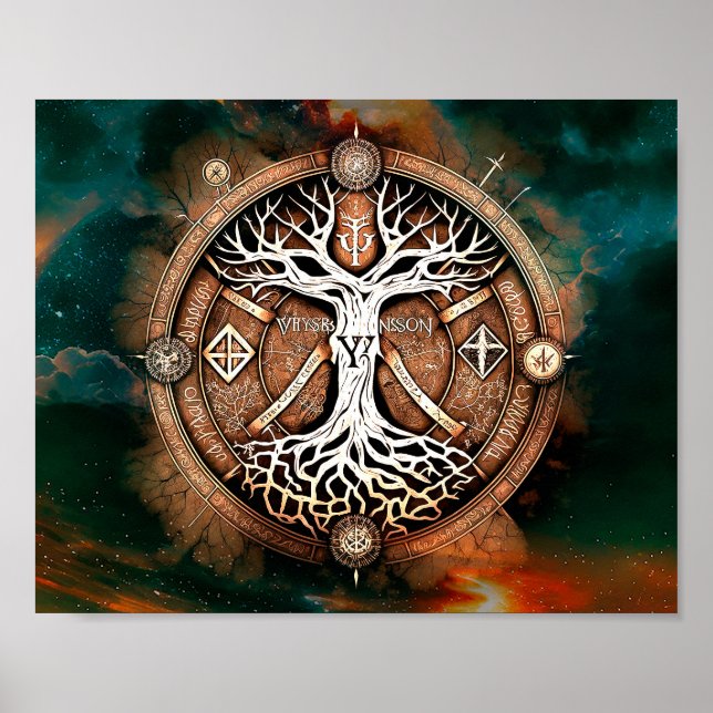 Lebensbaum Yggdrasil Poster (Vorne)