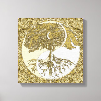 Lebensbaum Yin Yang Gold Mandala Leinwanddruck