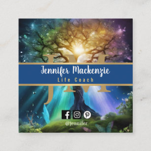 Lebensberater Rainbow Tree Quadratische Visitenkarte