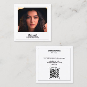 🌱 Lebenscoach Custom QR & Foto Quadratische Visitenkarte