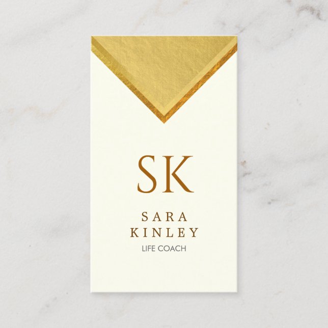 Lebenscoach Monogramm Faux-Gold Visitenkarte (Vorderseite)