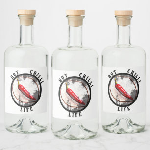 Lebensdauer der heißen Chili Alkoholflaschenetikett