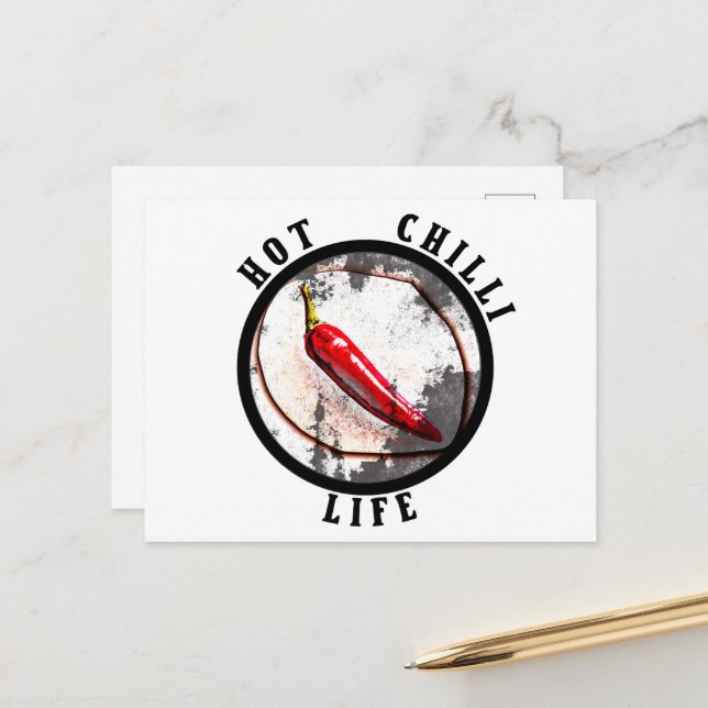 Lebensdauer der heißen Chili Postkarte (Vorderseite/Rückseite Beispiel)