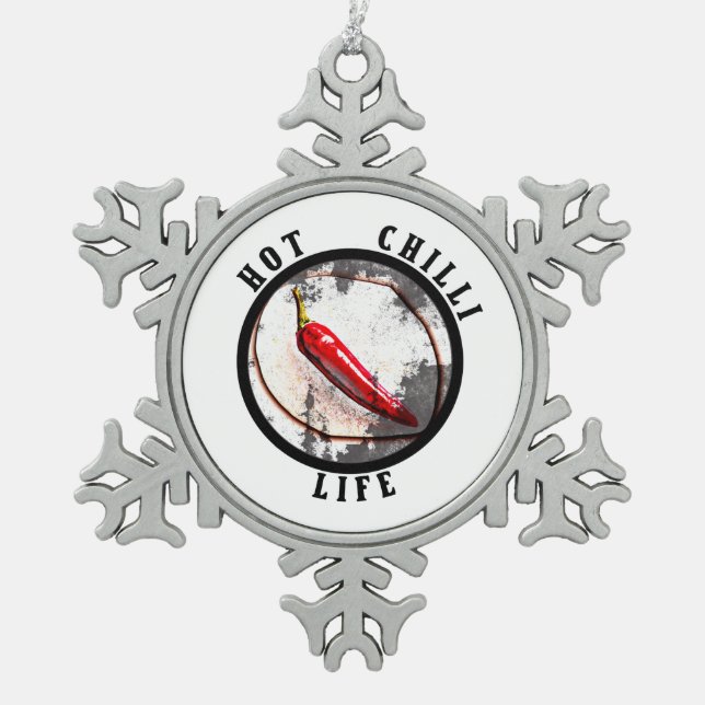 Lebensdauer der heißen Chili Schneeflocken Zinn-Ornament (Vorderseite)