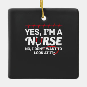 Lebensdauer Ja, ich bin Krankenschwester Keramikornament