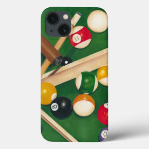 Lebensechte Billard-Tabelle mit Bällen und Kreide iPhone 13 Hülle