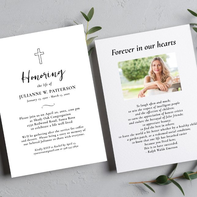 Lebensfeier, einfaches Kreuz, Beerdigung Geweckt Einladung (Von Creator hochgeladen)