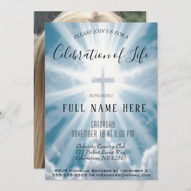 Lebensfeier - Gedenkfeier zum Foto Einladung (Vorne/Hinten)