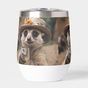 "Lebensfreude: Gran Meerkat genießt Glas Wein