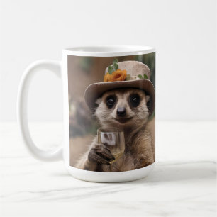 "Lebensfreude: Gran Meerkat genießt Glas Wein Kaffeetasse