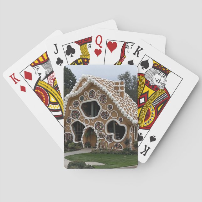 Lebensgroße Lebkuchenhäuschen-Spielkarten Spielkarten (Rückseite)