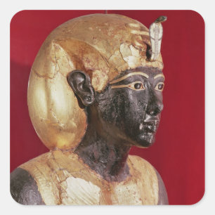 Lebensgroße Statue von Tutankhamun Quadratischer Aufkleber