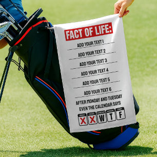 Lebenskalender sagt WTF Humor Golfhandtuch