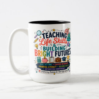 Lebenskompetenzen vermitteln und strahlende Zukünf Zweifarbige Tasse