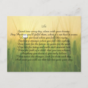 Lebenslange Motivierend Postkarte für Ermutigung.