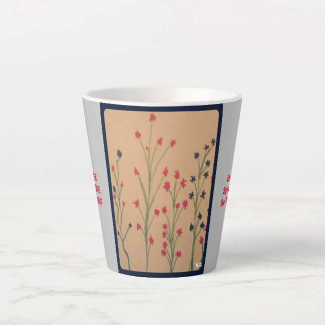Lebensmantra und Blume Milchtasse (Vorderseite)