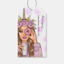Lebensmittel-Catering Whimsical Pink Unicorn Lady Geschenkanhänger