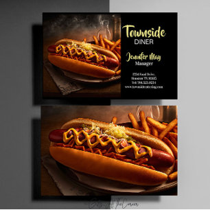 Lebensmittel Diner Hotdog und Pommes Restaurant Visitenkarte