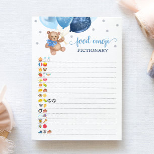 Lebensmittel-Emoji-Pictionary-Spiel Blaue Teddybär Einladung