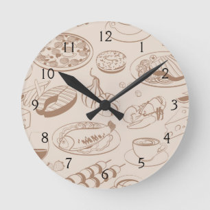 Lebensmittel Muster 3 Runde Wanduhr
