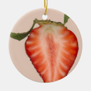 Lebensmittel - Obst - Erdbeerscheibe Keramik Ornament
