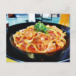 Lebensmittel Pasta Garnelen Postkarte