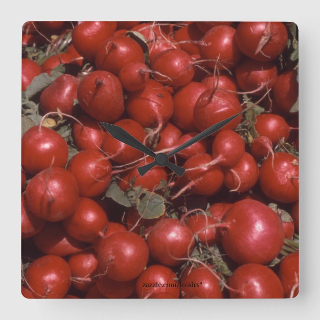 Lebensmittel Quadratische Wanduhr (Vorderseite)