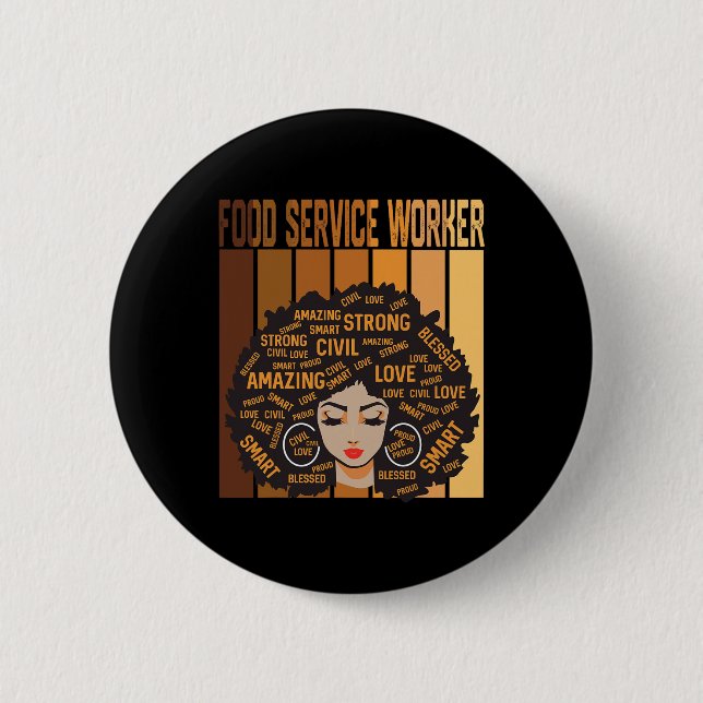 Lebensmittel-Service-Mitarbeiter Afro-Afrikanische Button (Vorderseite)