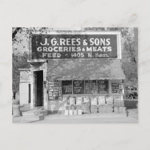 Lebensmittel- und Futtermittelgeschäft, 1938 Postkarte