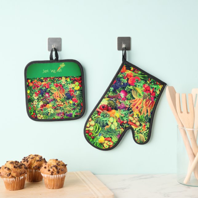 Lebensmittel und Gemüse Ofenhandschuh & Topflappen-Set (Insitu (Hängend))