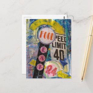 Lebensmittel und Geschwindigkeitsbegrenzungen Mixe Postkarte
