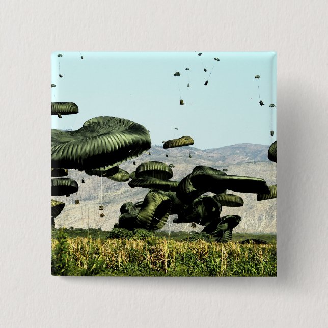 Lebensmittel- und Wassermengen werden in Luft geli Button (Vorderseite)