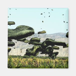 Lebensmittel- und Wassermengen werden in Luft geli Magnet