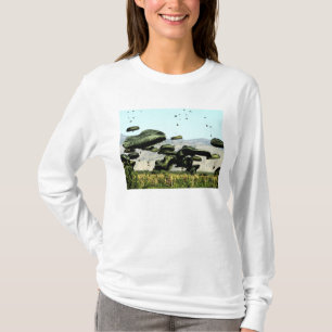 Lebensmittel- und Wassermengen werden in Luft geli T-Shirt