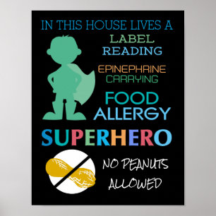 Lebensmittelallergie Superhero Keine Erdnüsse erla Poster