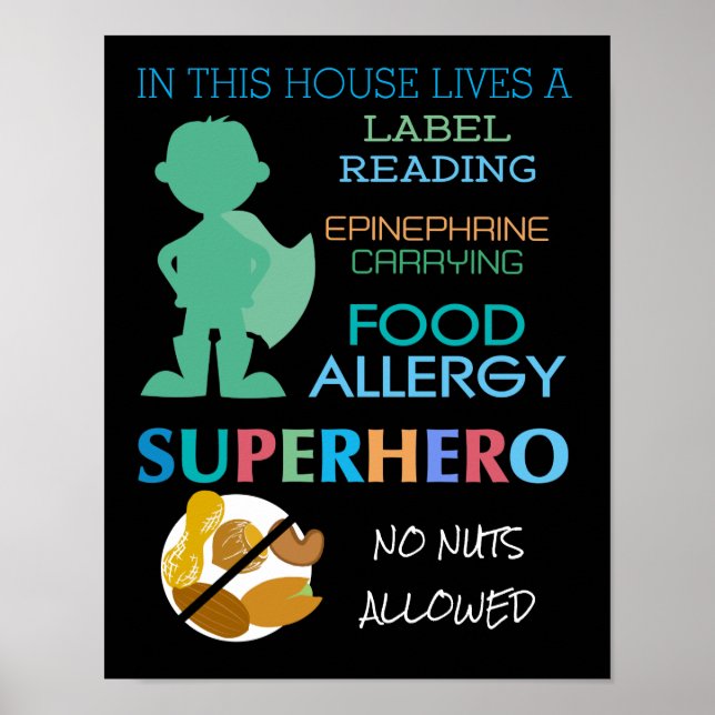 Lebensmittelallergie Superhero No Nuts Zulässige J Poster (Vorne)