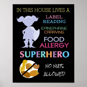 Lebensmittelallergie Superhero No Nuts Zulässige M Poster