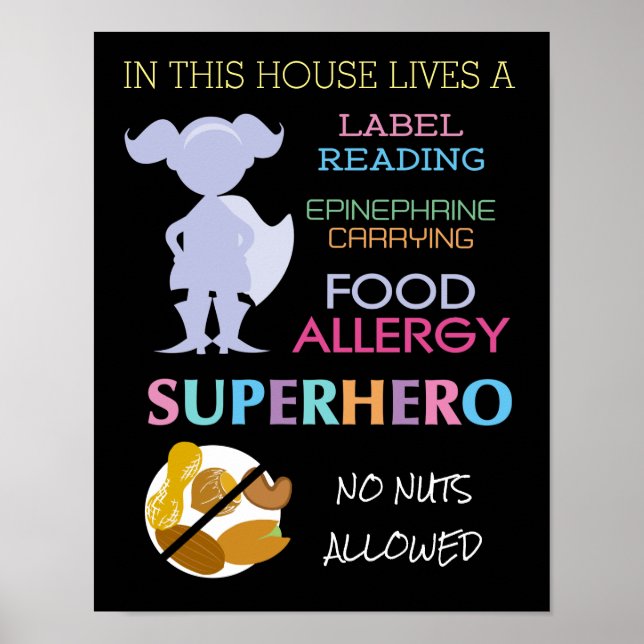 Lebensmittelallergie Superhero No Nuts Zulässige M Poster (Vorne)