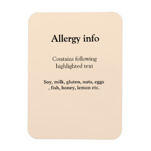 Lebensmittelallergie-Warnung Name hinzufügen Text Magnet