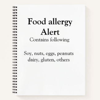 Lebensmittelallergie-Warnung Name hinzufügen Text Notizbuch