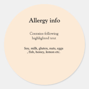 Lebensmittelallergie-Warnung Name hinzufügen Text  Runder Aufkleber