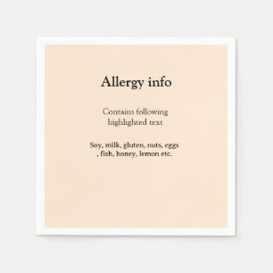 Lebensmittelallergie-Warnung Name hinzufügen Text  Serviette