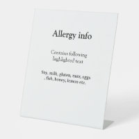 Lebensmittelallergie-Warnung Name hinzufügen Text 